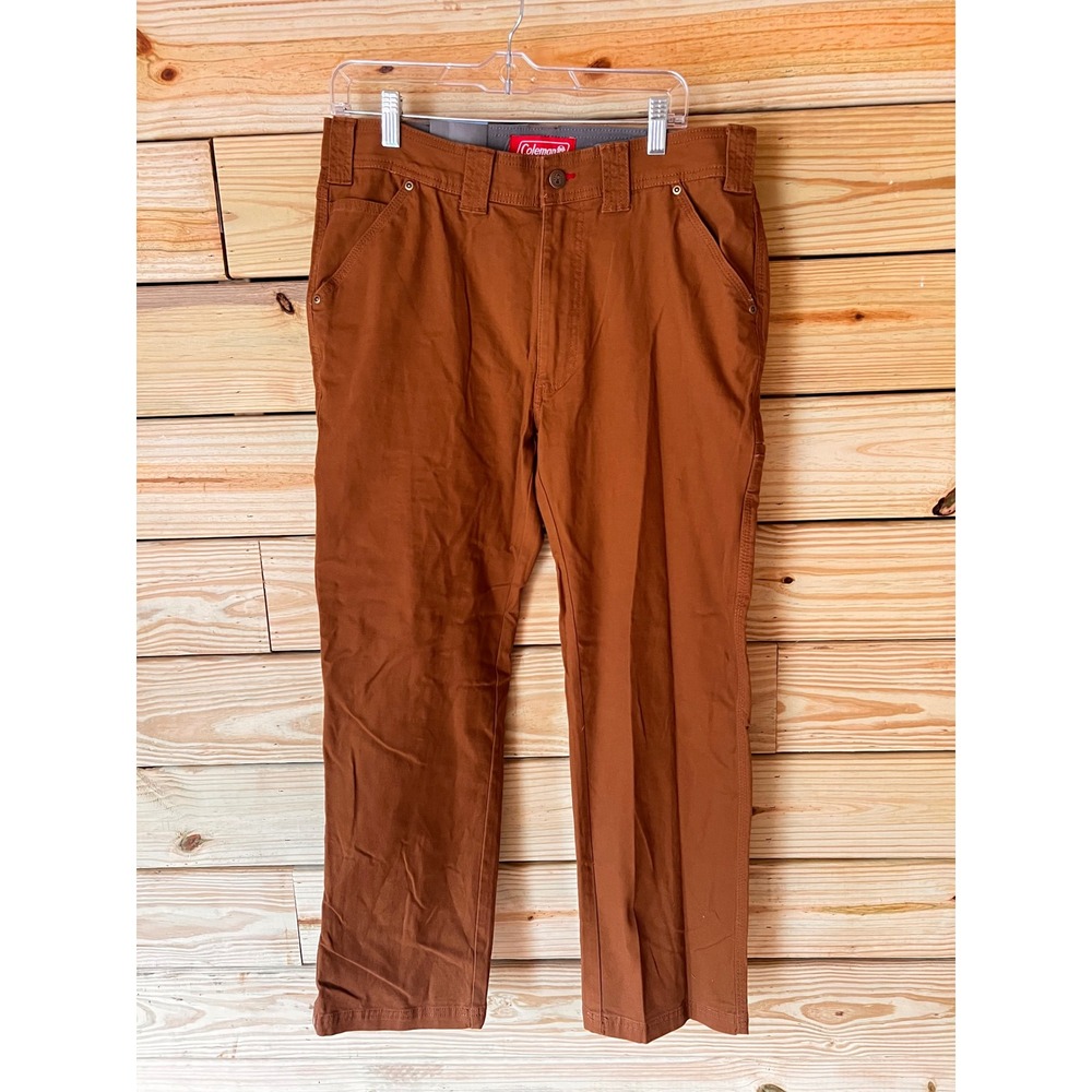 Coleman Mens Utility Canvas‎ Pants Copper Brown Stretch Work Trousers 32x30 NEW